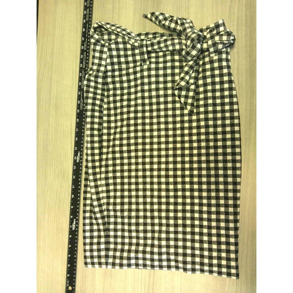 Maeve Pencil‎ Skirt Women Small Black Gingham Excellent Tie Waist Anthropologie